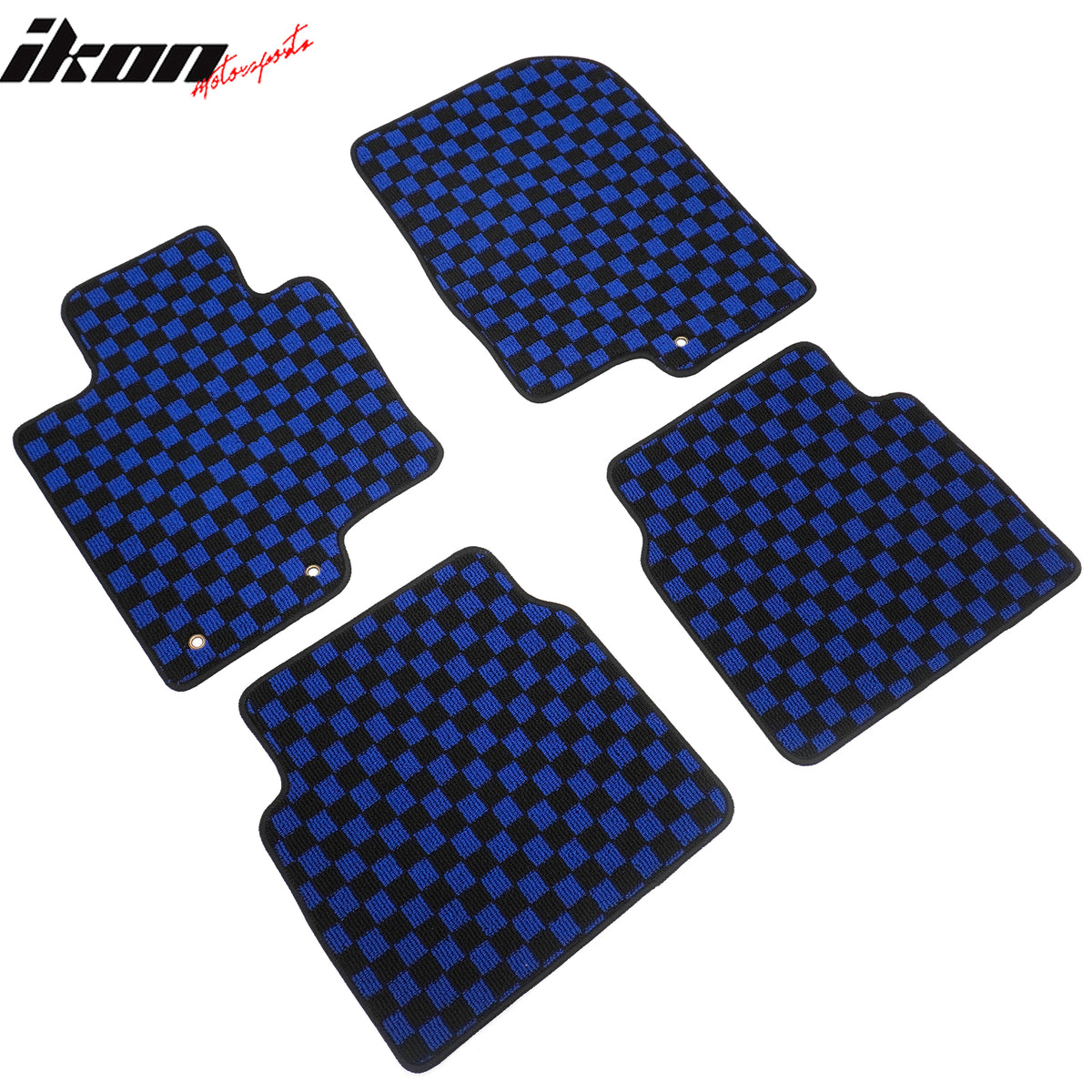 Fits 11-14 Hyundai Sonata Anti-slip Floor Mats Checkered Carpet Black Blue Plaid