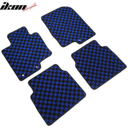 Fits 11-14 Hyundai Sonata Anti-slip Floor Mats Checkered Carpet Black Blue Plaid