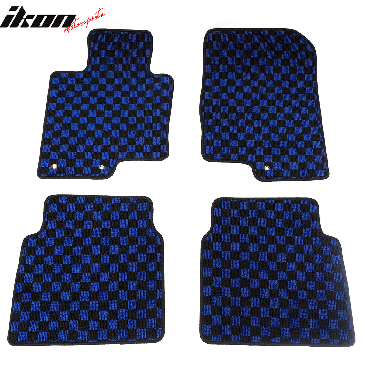 Fits 11-14 Hyundai Sonata Anti-slip Floor Mats Checkered Carpet Black Blue Plaid