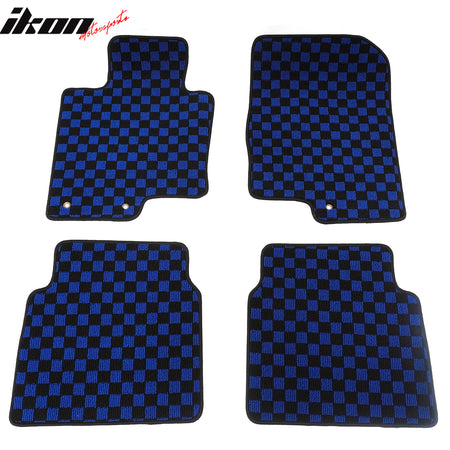 Fits 11-14 Hyundai Sonata Anti-slip Floor Mats Checkered Carpet Black Blue Plaid