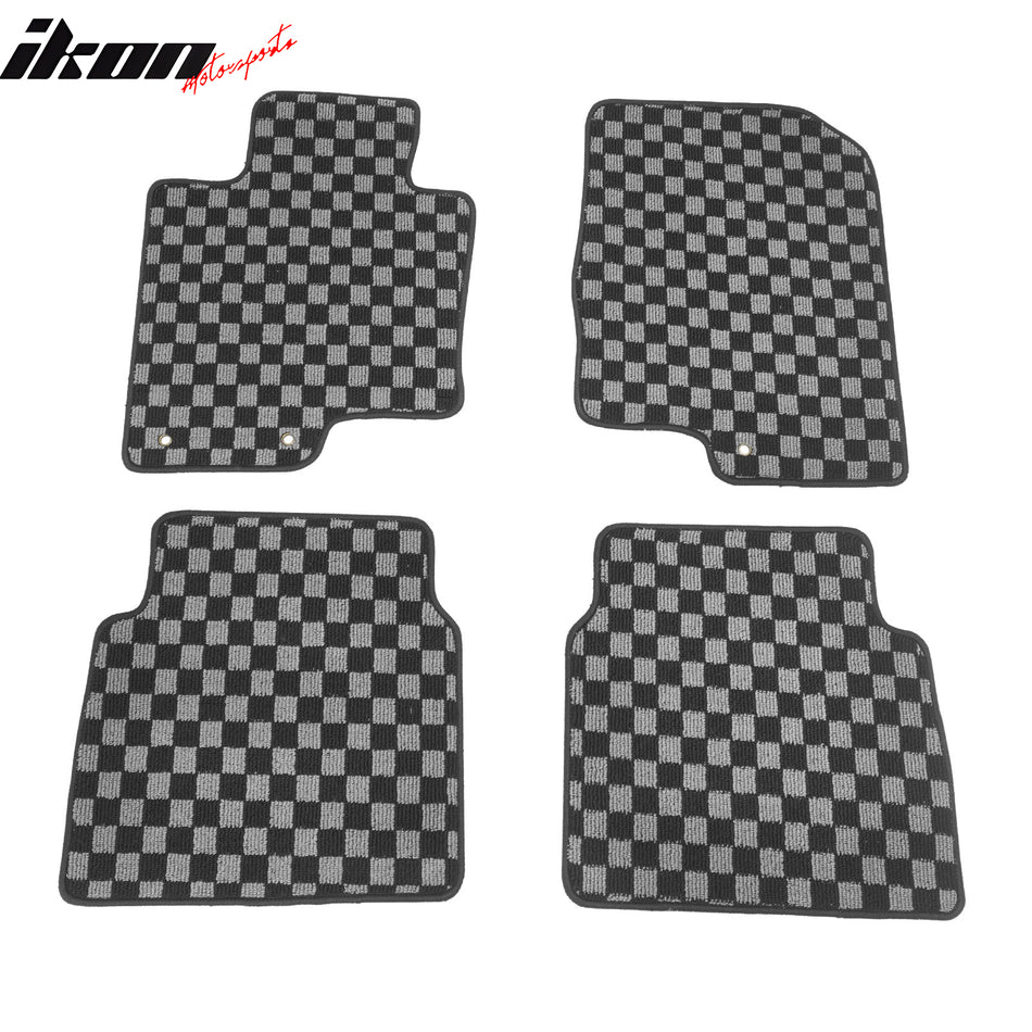 2011-2014 Hyundai Sonata Floor Mats Carpet Black Gray Plaid Polypropylene