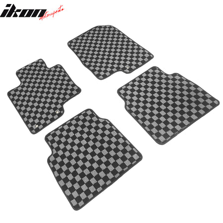 Fits 11-14 Hyundai Sonata Floor Mats Non-Slip Carpets Checkered Black Gray Plaid
