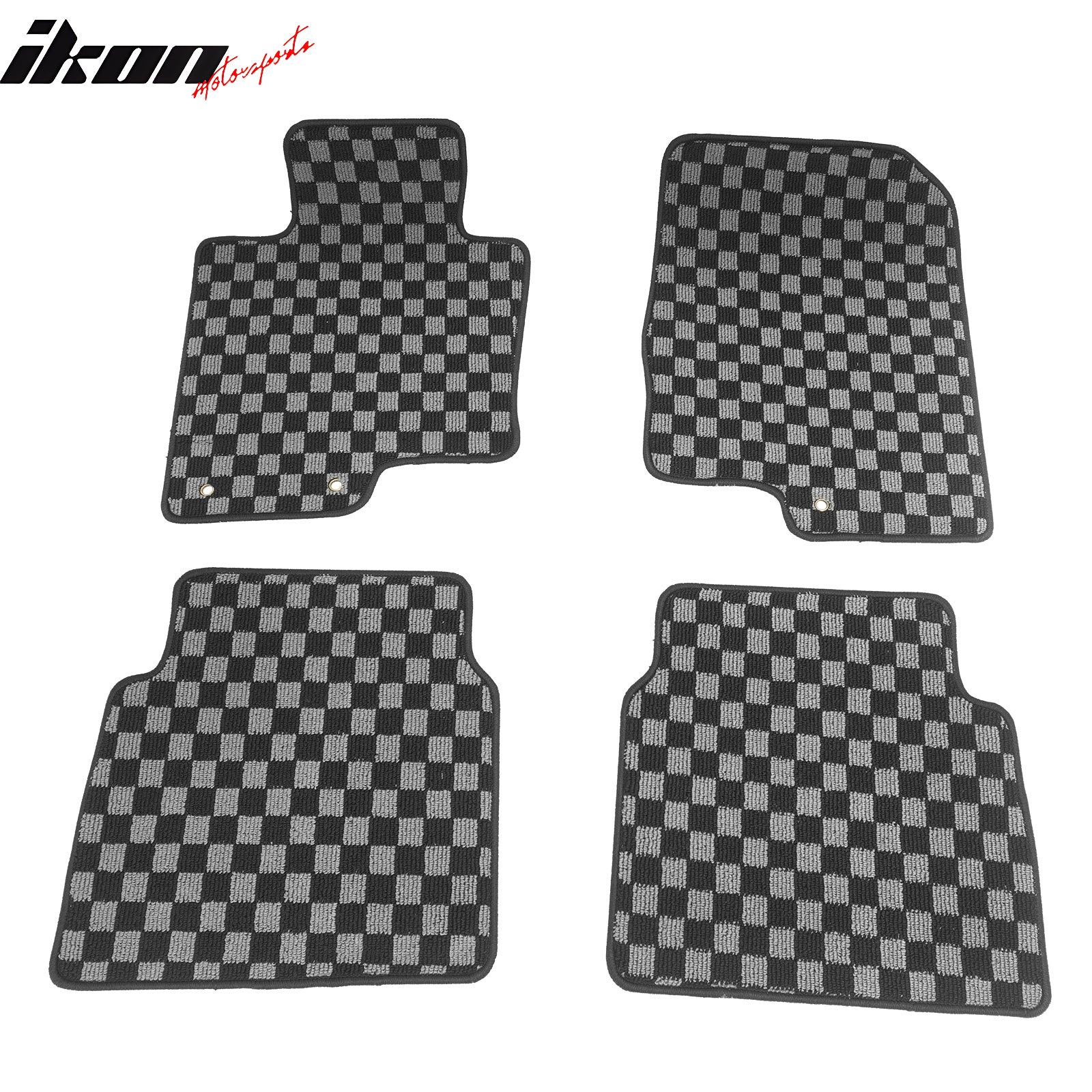 Fits 11-14 Hyundai Sonata Floor Mats Non-Slip Carpets Checkered Black Gray Plaid