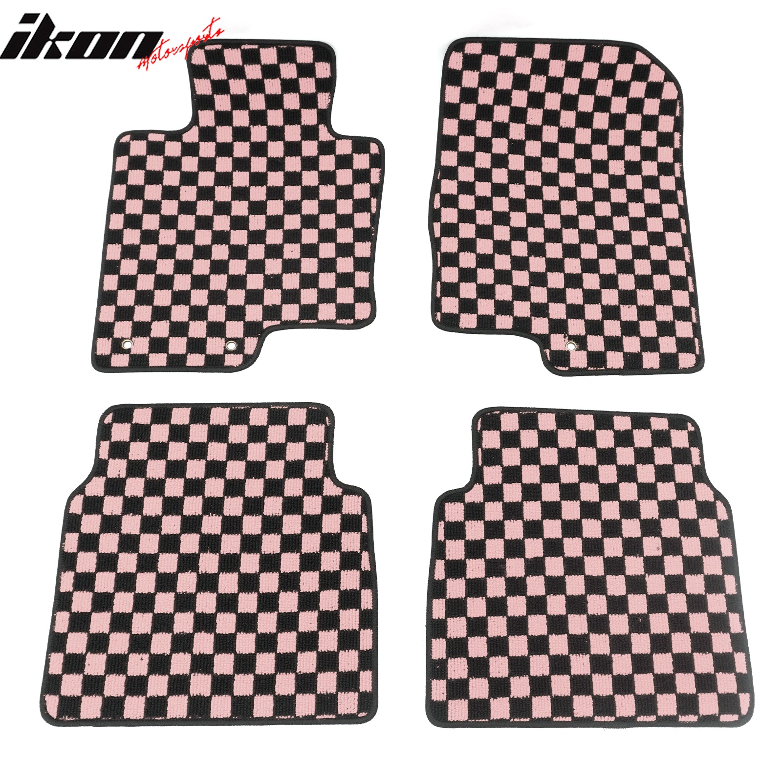 Fits 11-14 Hyundai Sonata Anti-slip Floor Mats Checkered Carpet Black Pink Plaid