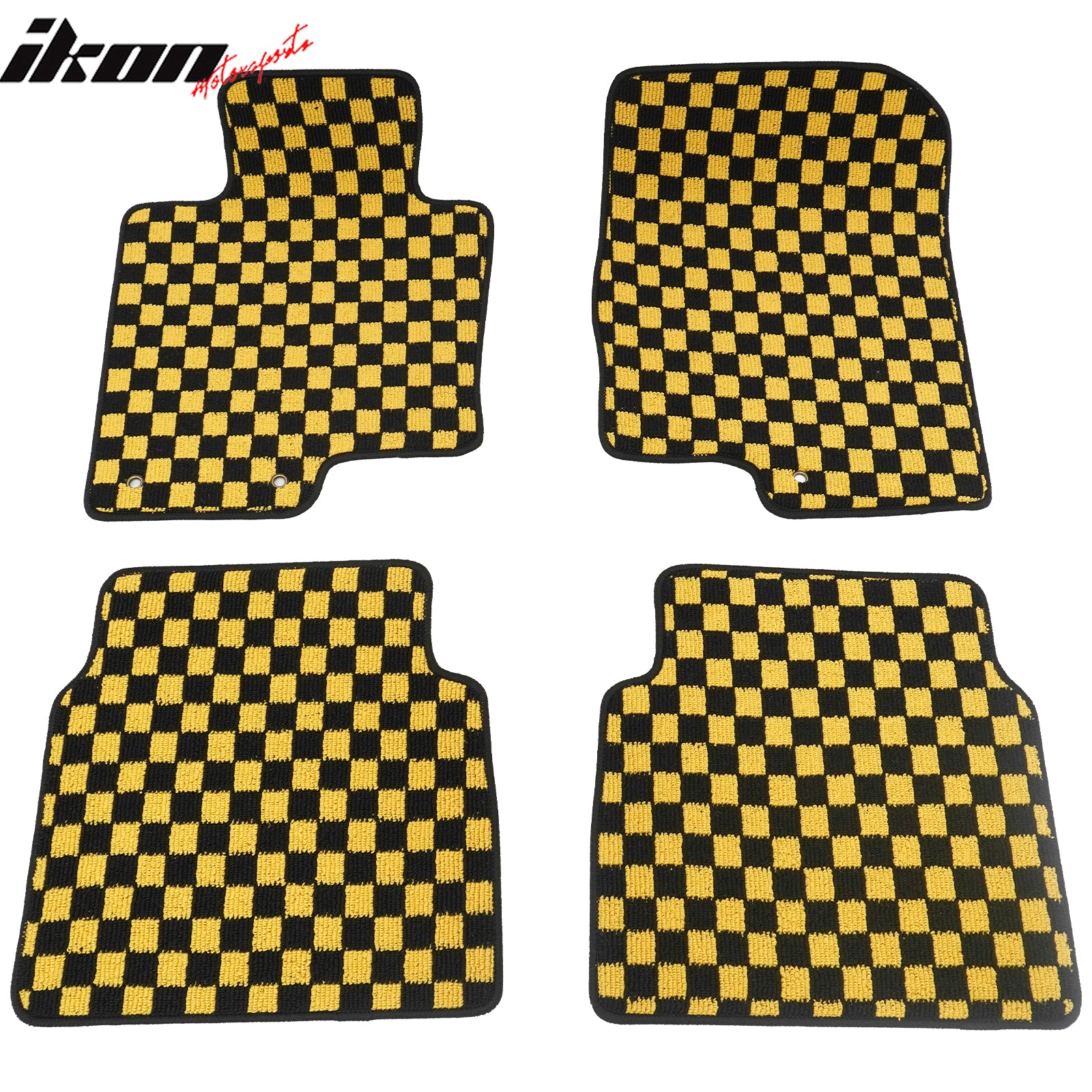 Fits 11-14 Hyundai Sonata Car Floor Mats Checkered Carpets Black Yellow Plaid
