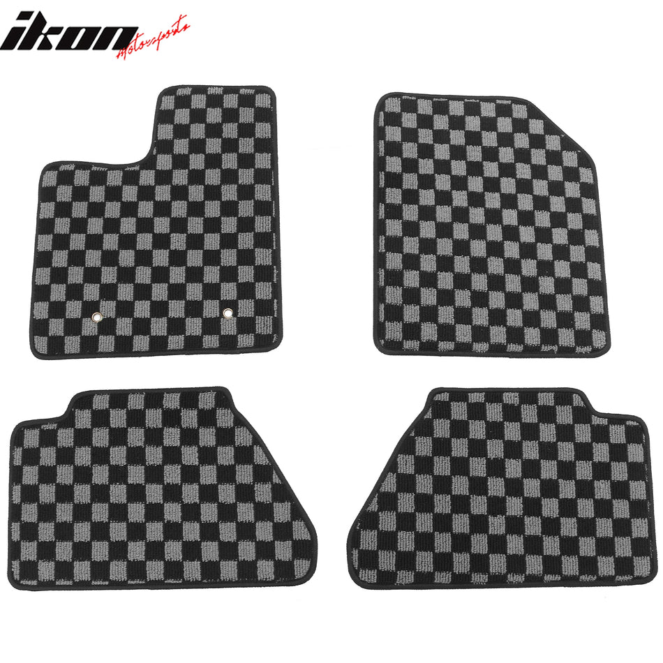 2007-2013 Ford Edge Floor Mats Carpet Black Gray Plaid Polypropylene