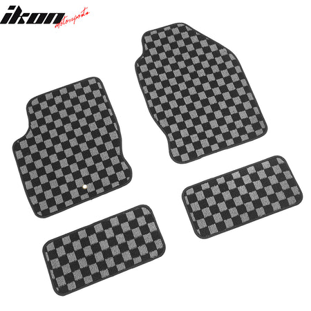 Fits 00-07 Ford Focus Floor Mats Non-Slip Carpets Checkered Black Gray Plaid