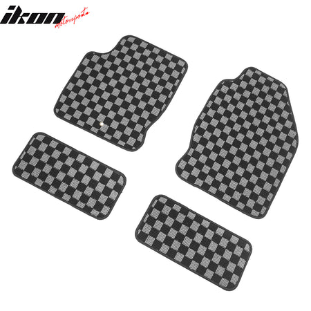 Fits 00-07 Ford Focus Floor Mats Non-Slip Carpets Checkered Black Gray Plaid