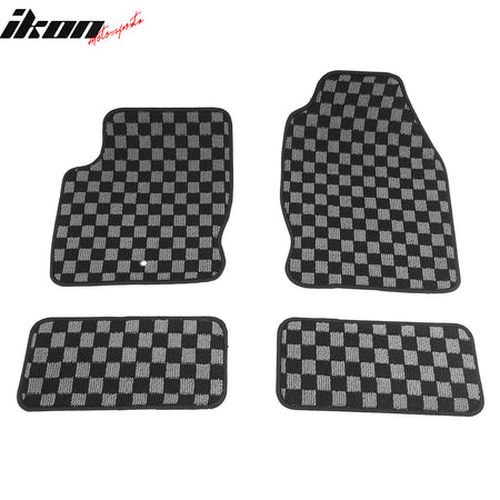 Fits 00-07 Ford Focus Floor Mats Non-Slip Carpets Checkered Black Gray Plaid