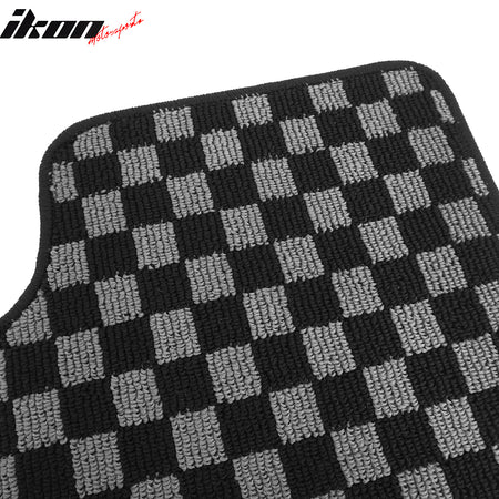 Fits 00-07 Ford Focus Floor Mats Non-Slip Carpets Checkered Black Gray Plaid