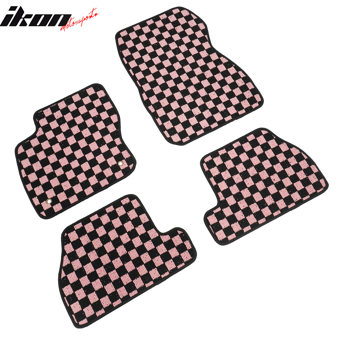 Fits 12-18 Ford Focus Anti-slip Floor Mats Checkered Carpets Black Pink Plaid