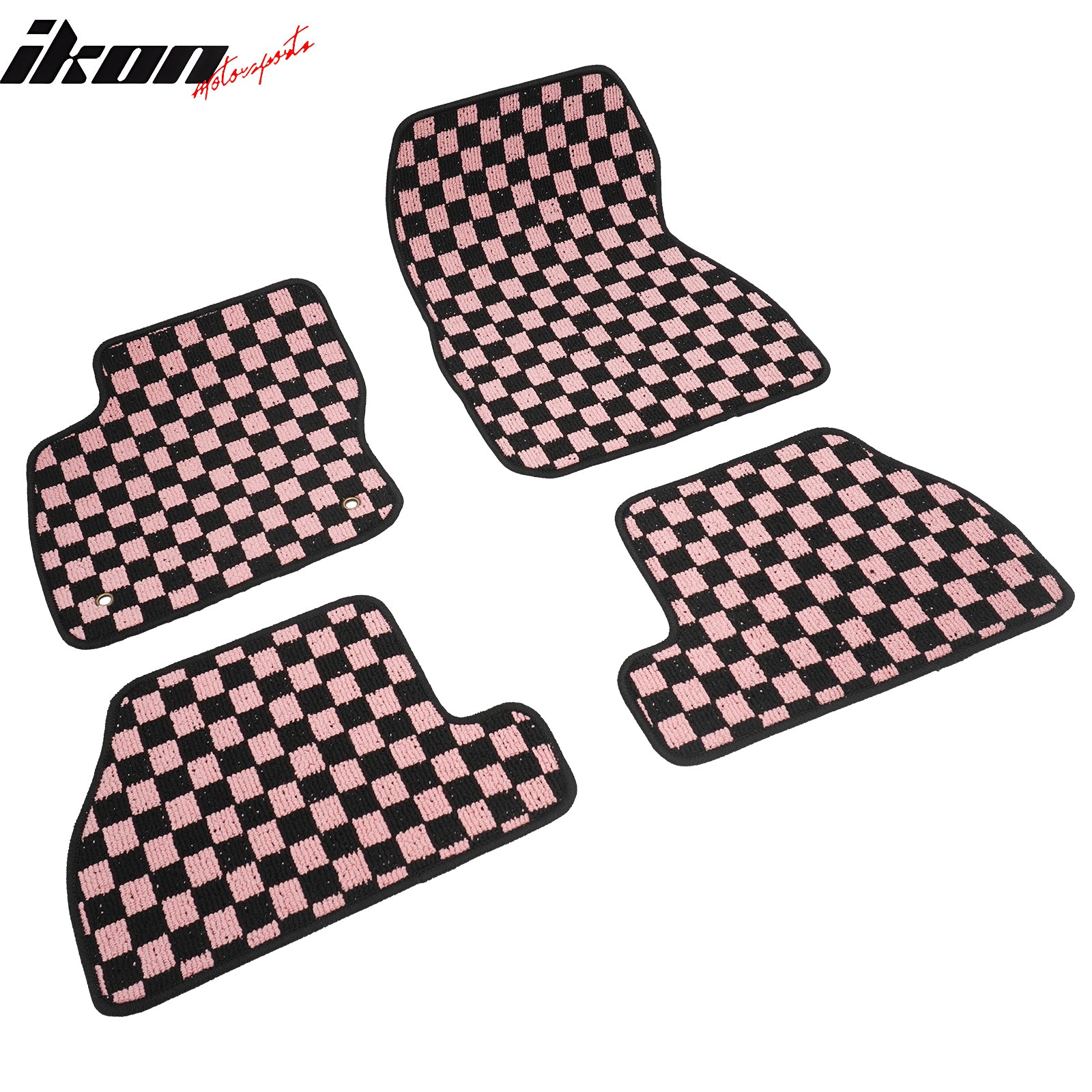 Fits 12-18 Ford Focus Anti-slip Floor Mats Checkered Carpets Black Pink Plaid