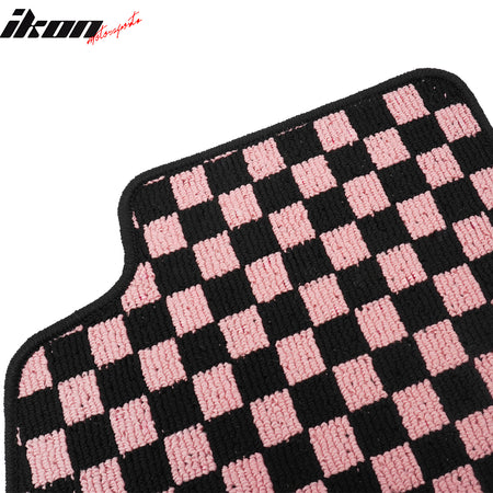Fits 12-18 Ford Focus Anti-slip Floor Mats Checkered Carpets Black Pink Plaid