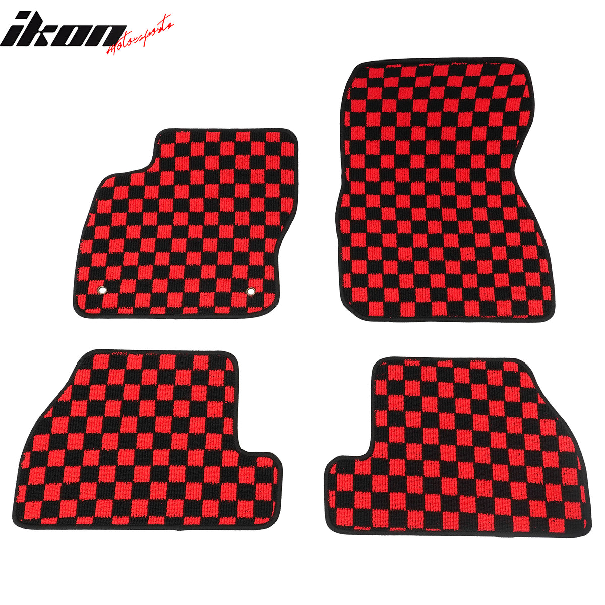 Fits 12-18 Ford Focus Car Anti-slip Floor Mats Checkered Carpets Black Red Plaid