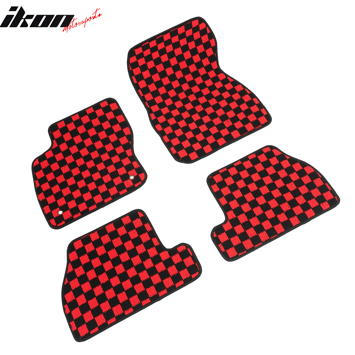 Fits 12-18 Ford Focus Car Anti-slip Floor Mats Checkered Carpets Black Red Plaid
