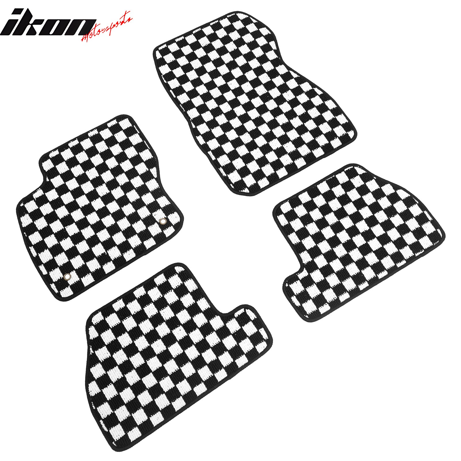 Fits 12-18 Ford Focus Anti-slip Floor Mats Checkered Carpets Black White Plaid