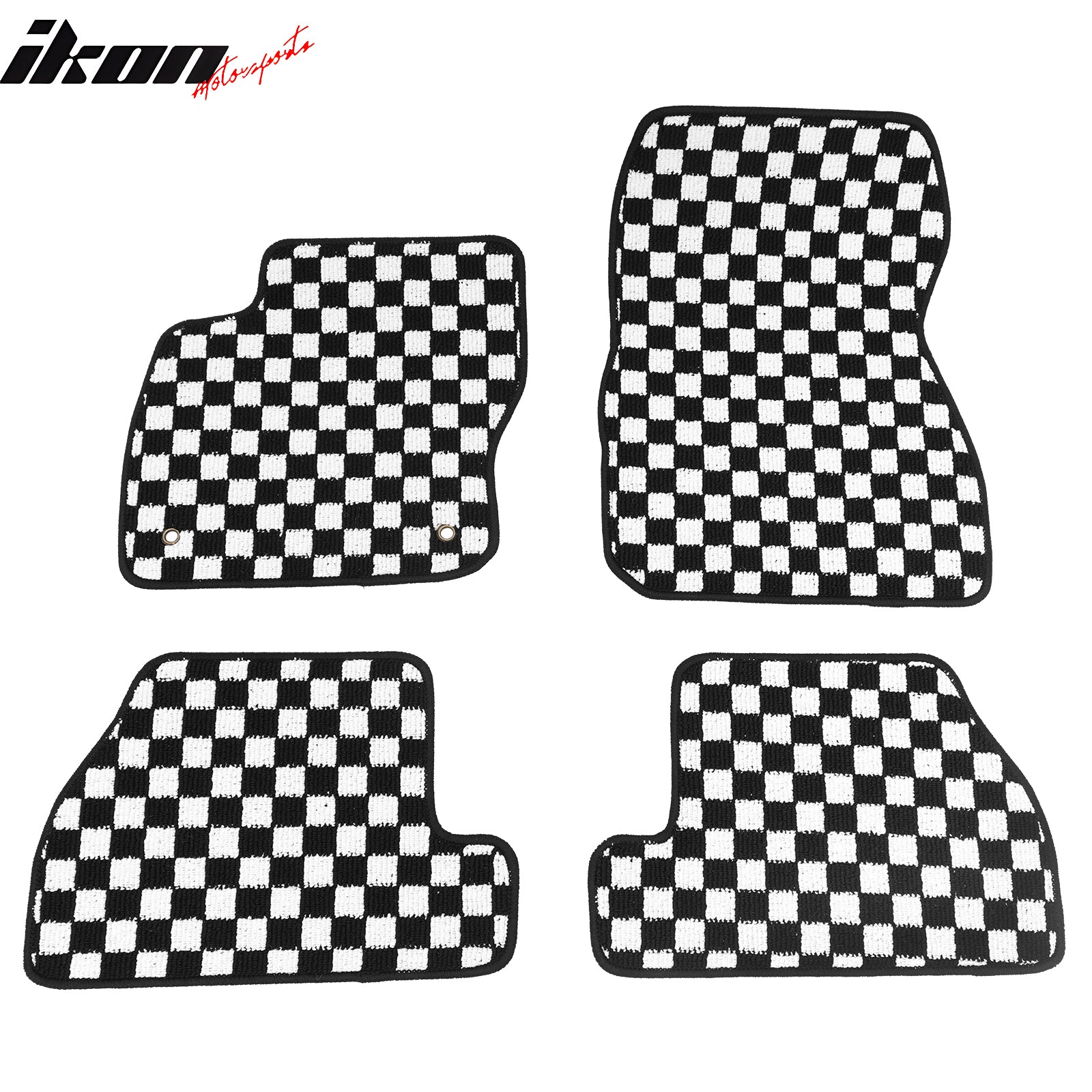 Fits 12-18 Ford Focus Anti-slip Floor Mats Checkered Carpets Black White Plaid