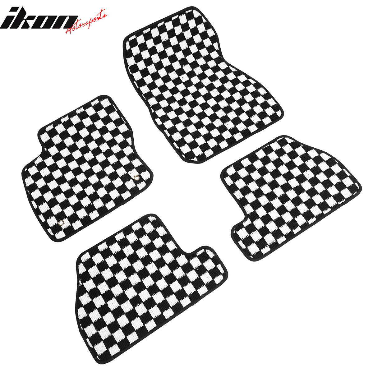 Fits 12-18 Ford Focus Anti-slip Floor Mats Checkered Carpets Black White Plaid