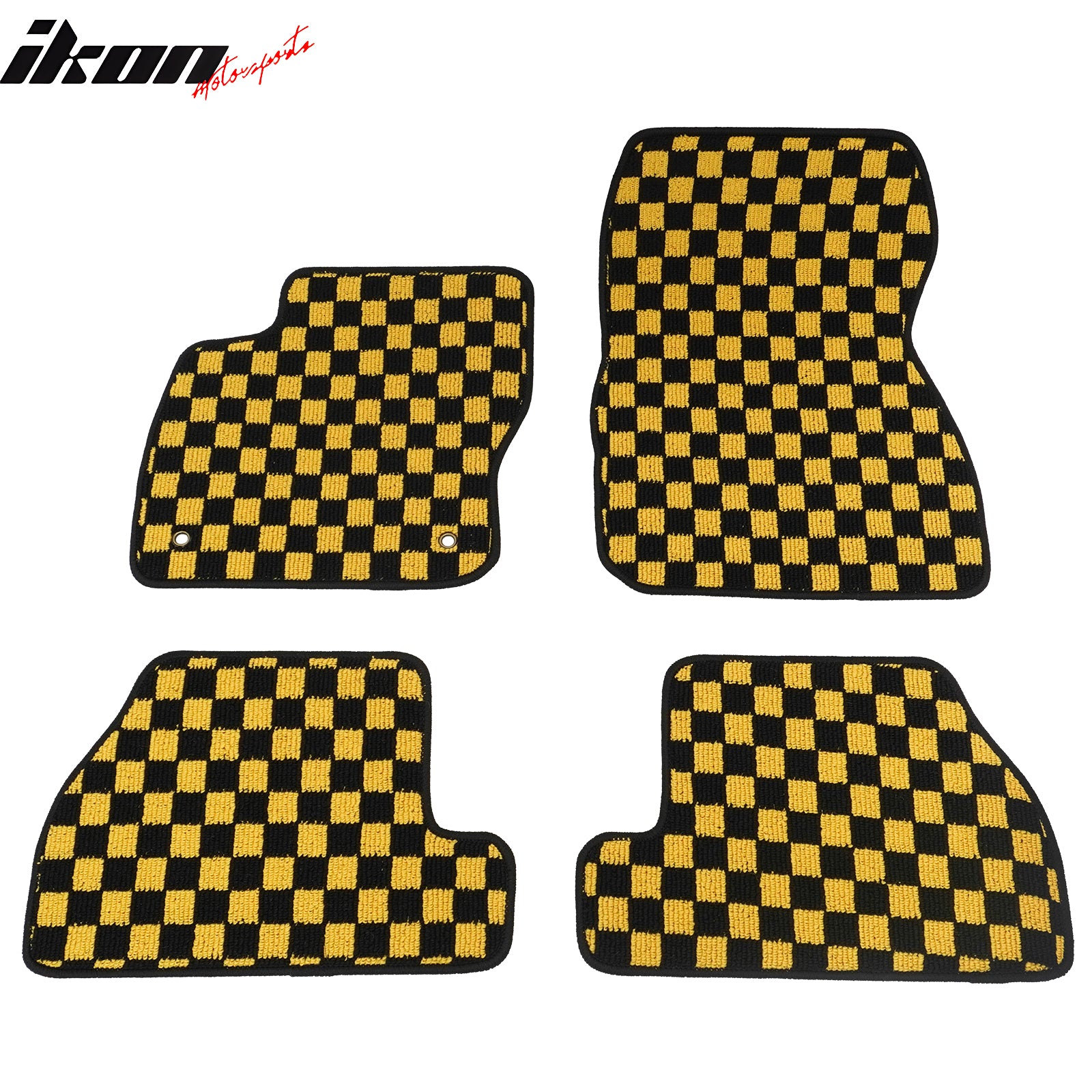 Fits 12-18 Ford Focus Anti-slip Floor Mats Checkered Carpets Black Yellow Plaid