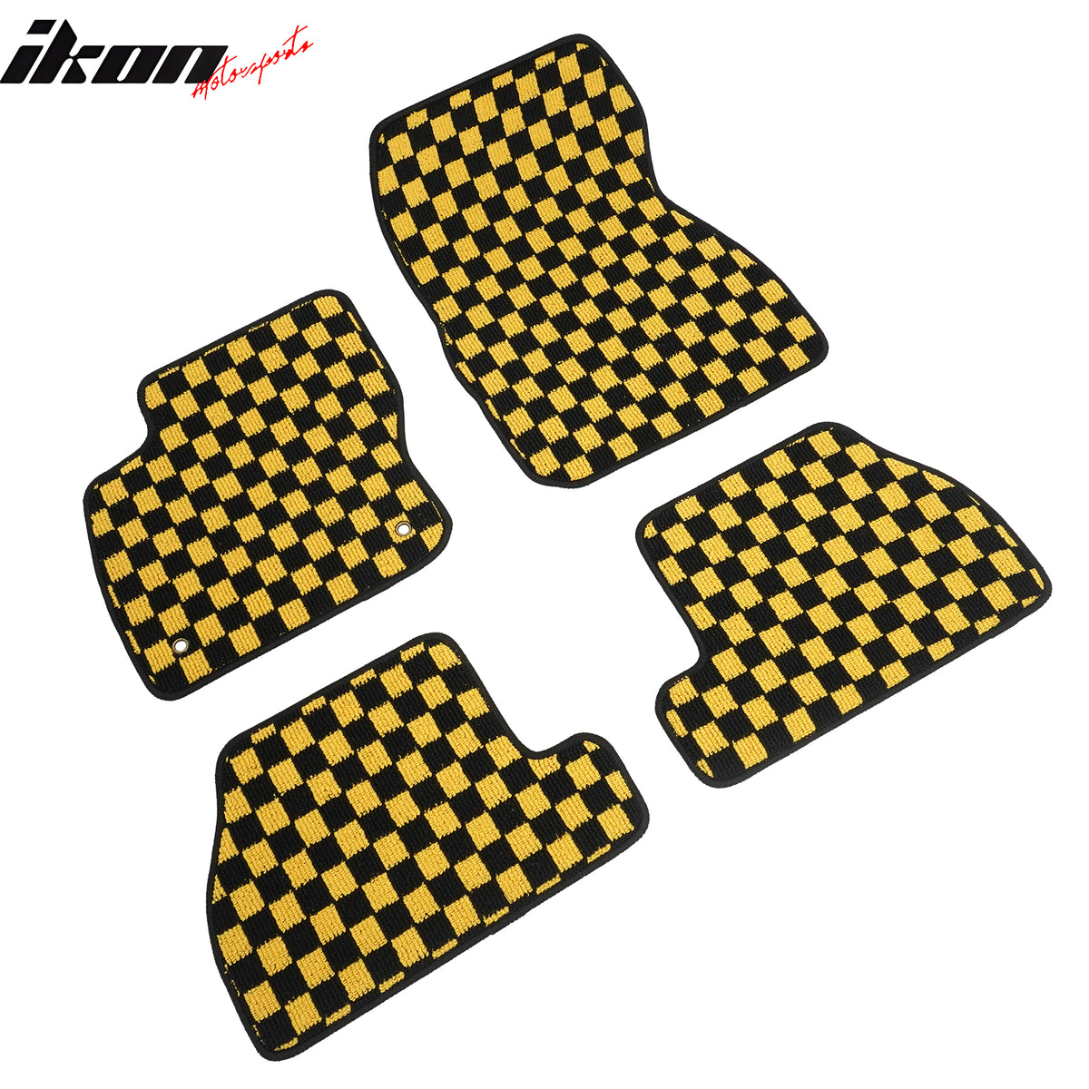 Fits 12-18 Ford Focus Anti-slip Floor Mats Checkered Carpets Black Yellow Plaid