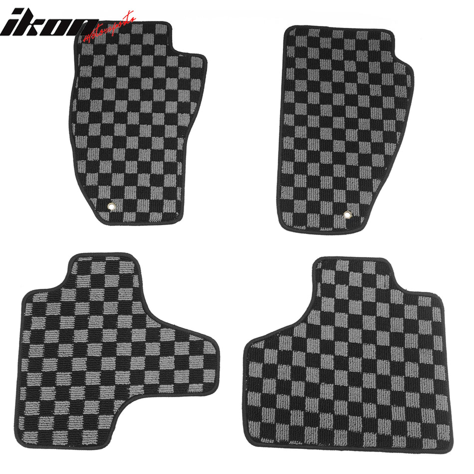 2008-2013 Jeep Liberty Floor Mats Carpet Black Gray Plaid Polypropylene