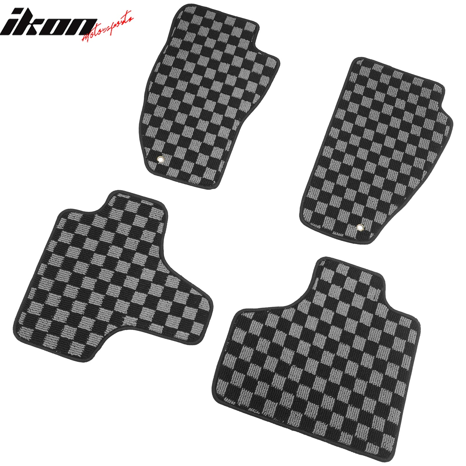 Fits 08-13 Jeep Liberty Floor Mats Non-Slip Carpets Checkered Black Gray Plaid