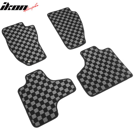 Fits 08-13 Jeep Liberty Floor Mats Non-Slip Carpets Checkered Black Gray Plaid