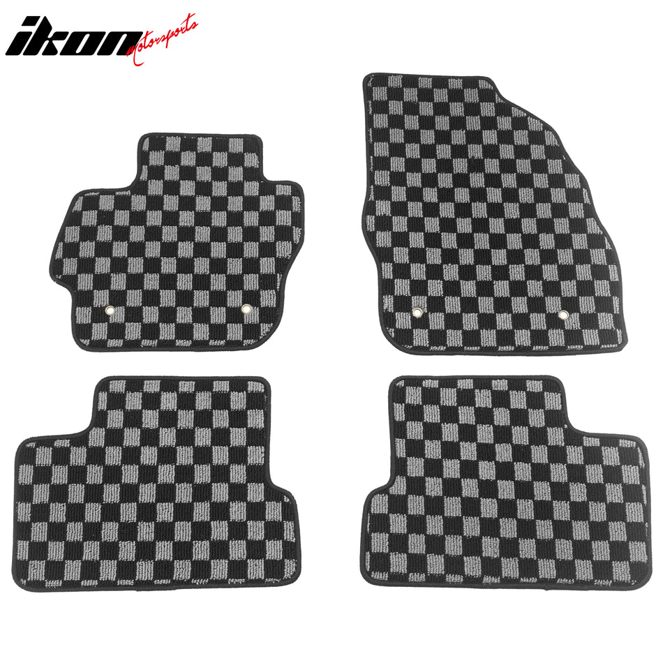 2010-2013 Mazda 3 Floor Mats Carpet Black Gray Plaid Polypropylene