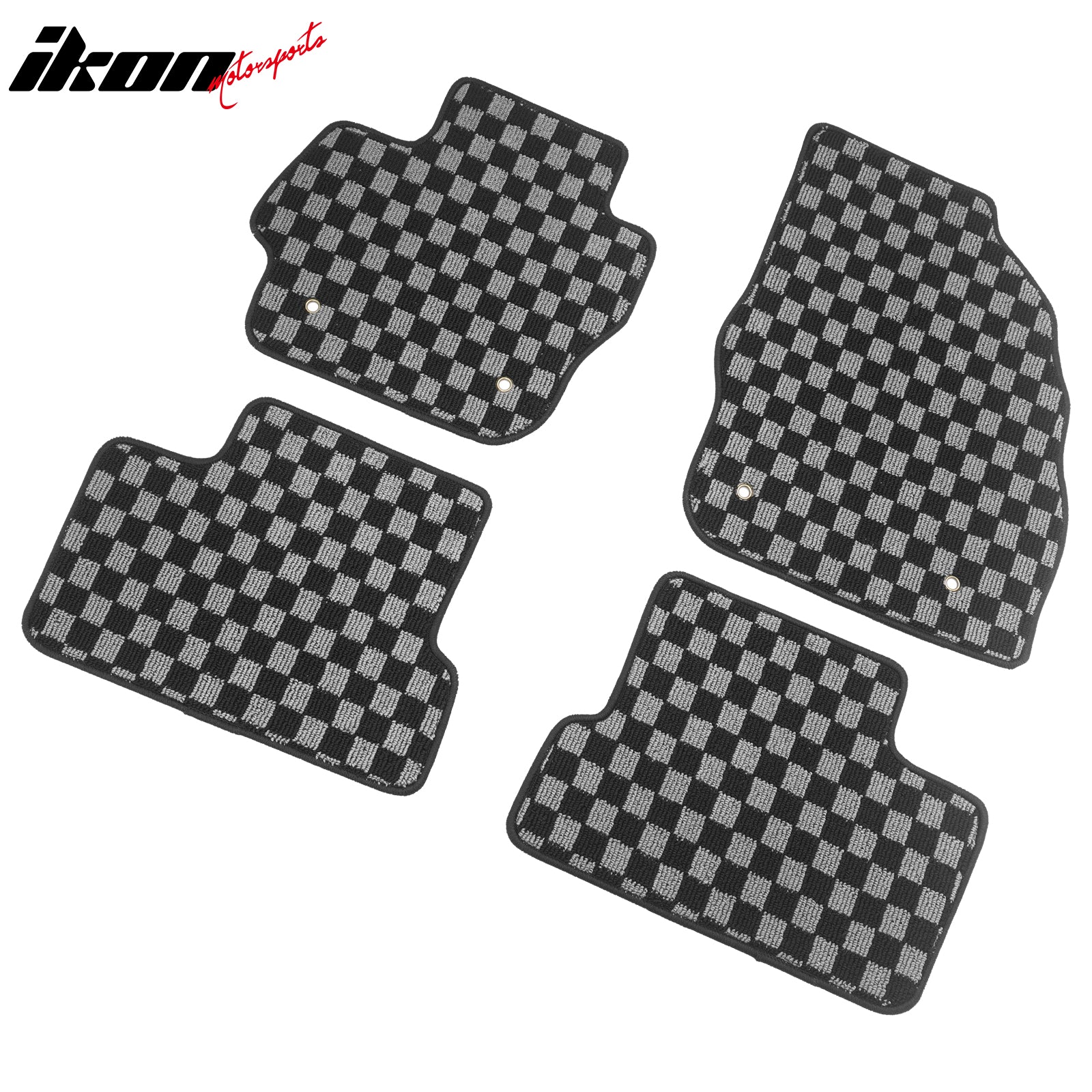 Fits 10-13 Mazda 3 Floor Mats Non-Slip Carpets Checkered Black Gray Plaid 4PCS