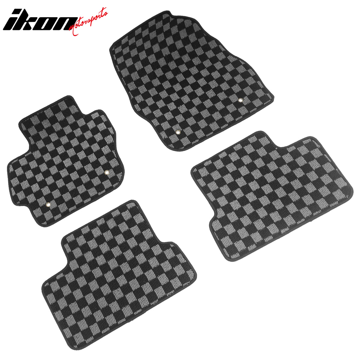 Fits 10-13 Mazda 3 Floor Mats Non-Slip Carpets Checkered Black Gray Plaid 4PCS