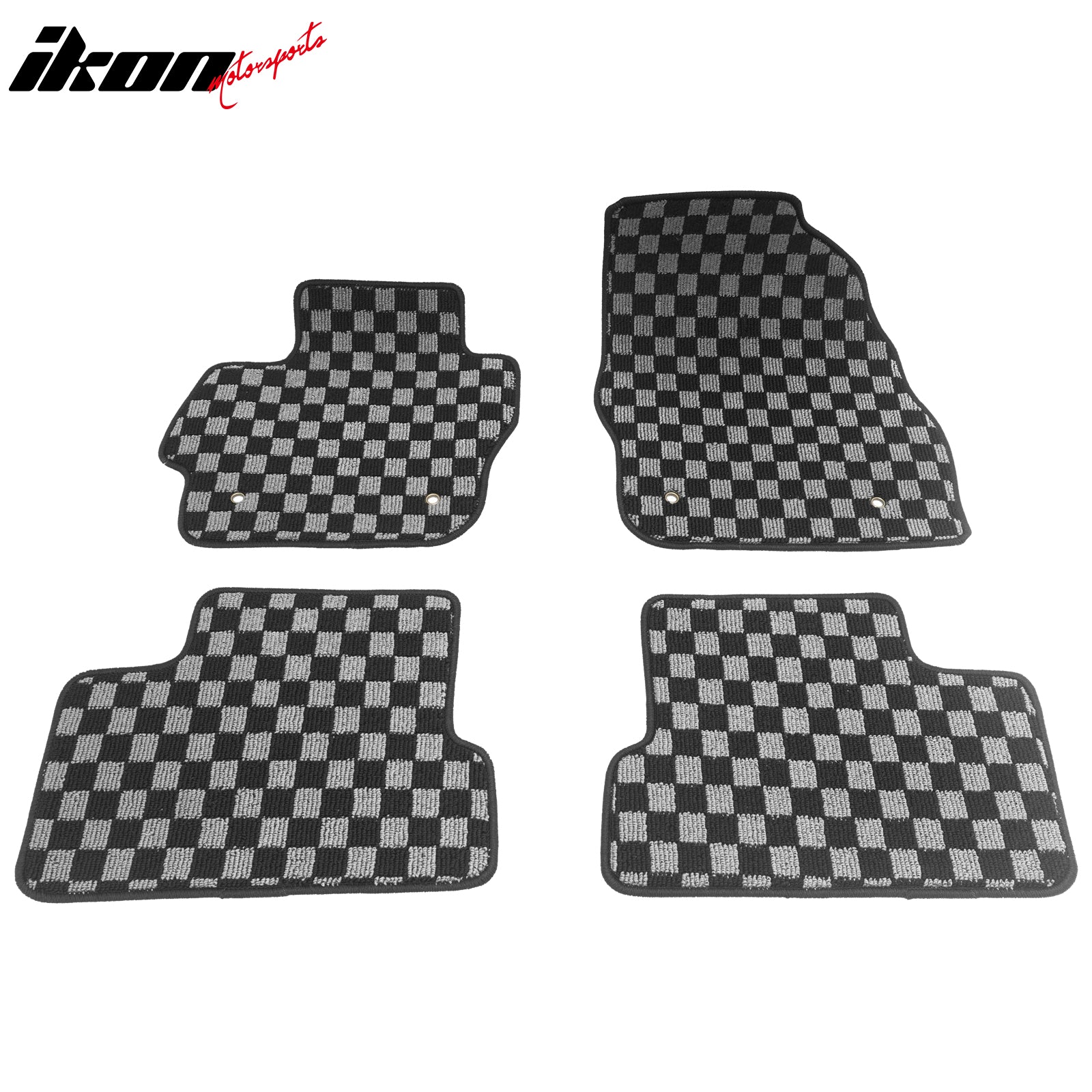 Fits 10-13 Mazda 3 Floor Mats Non-Slip Carpets Checkered Black Gray Plaid 4PCS