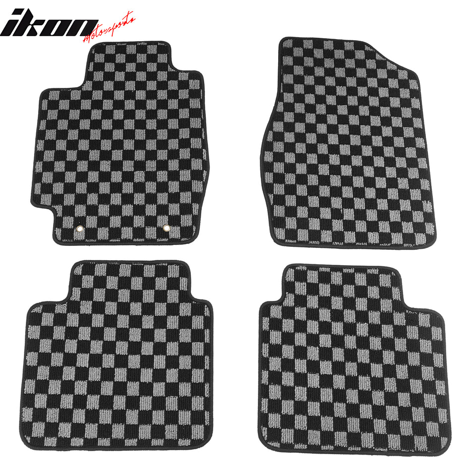2002-2006 Toyota Camry Floor Mats Carpet Black Gray Plaid Polypropylene