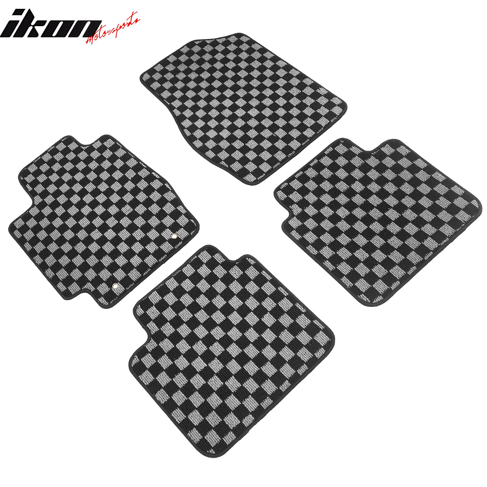 Fits 02-06 Toyota Camry Floor Mats Non-Slip Carpets Checkered Black Gray Plaid