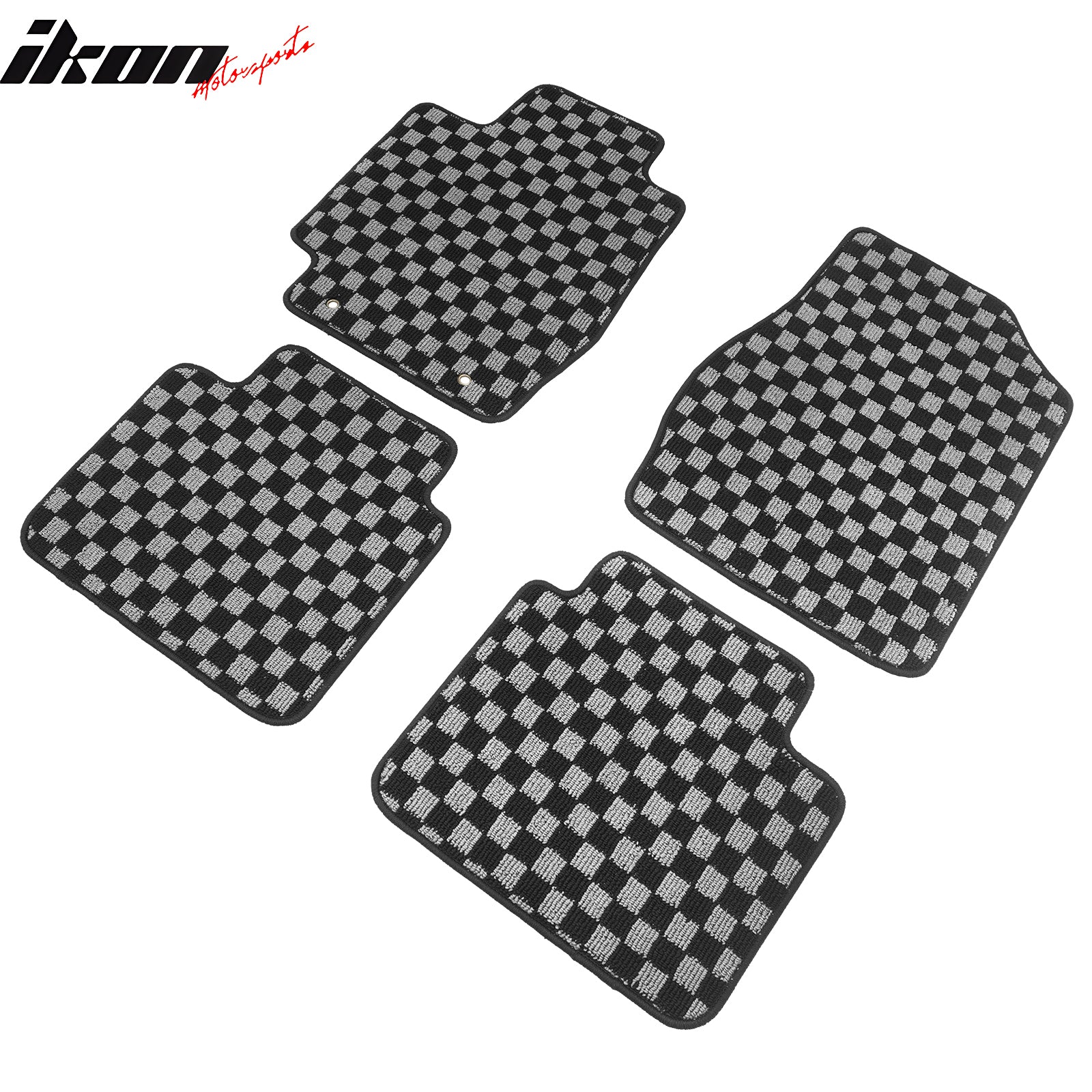 Fits 02-06 Toyota Camry Floor Mats Non-Slip Carpets Checkered Black Gray Plaid