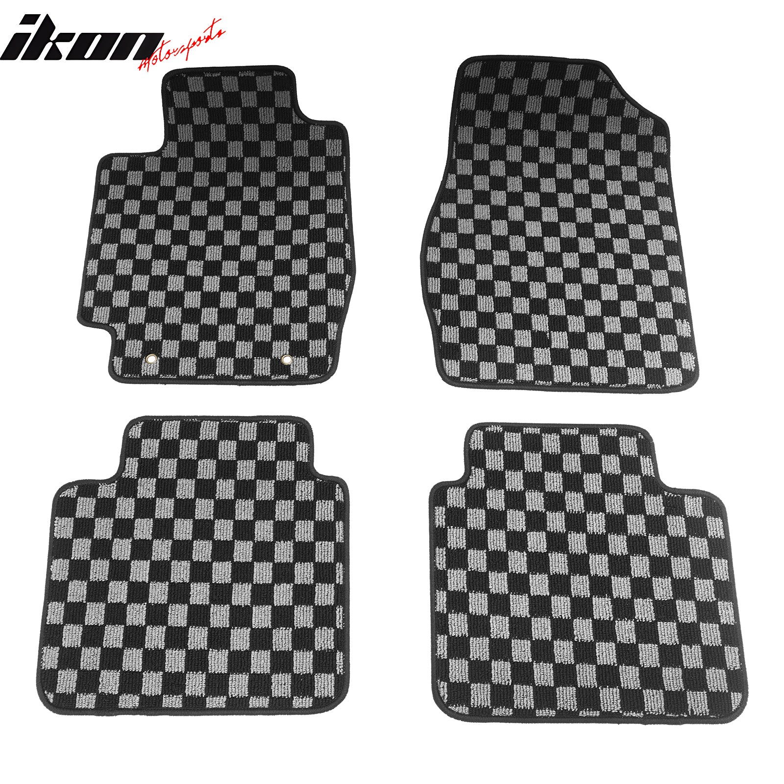 Fits 02-06 Toyota Camry Floor Mats Non-Slip Carpets Checkered Black Gray Plaid