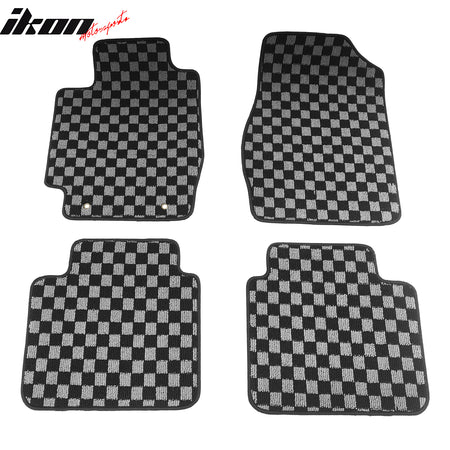 Fits 02-06 Toyota Camry Floor Mats Non-Slip Carpets Checkered Black Gray Plaid