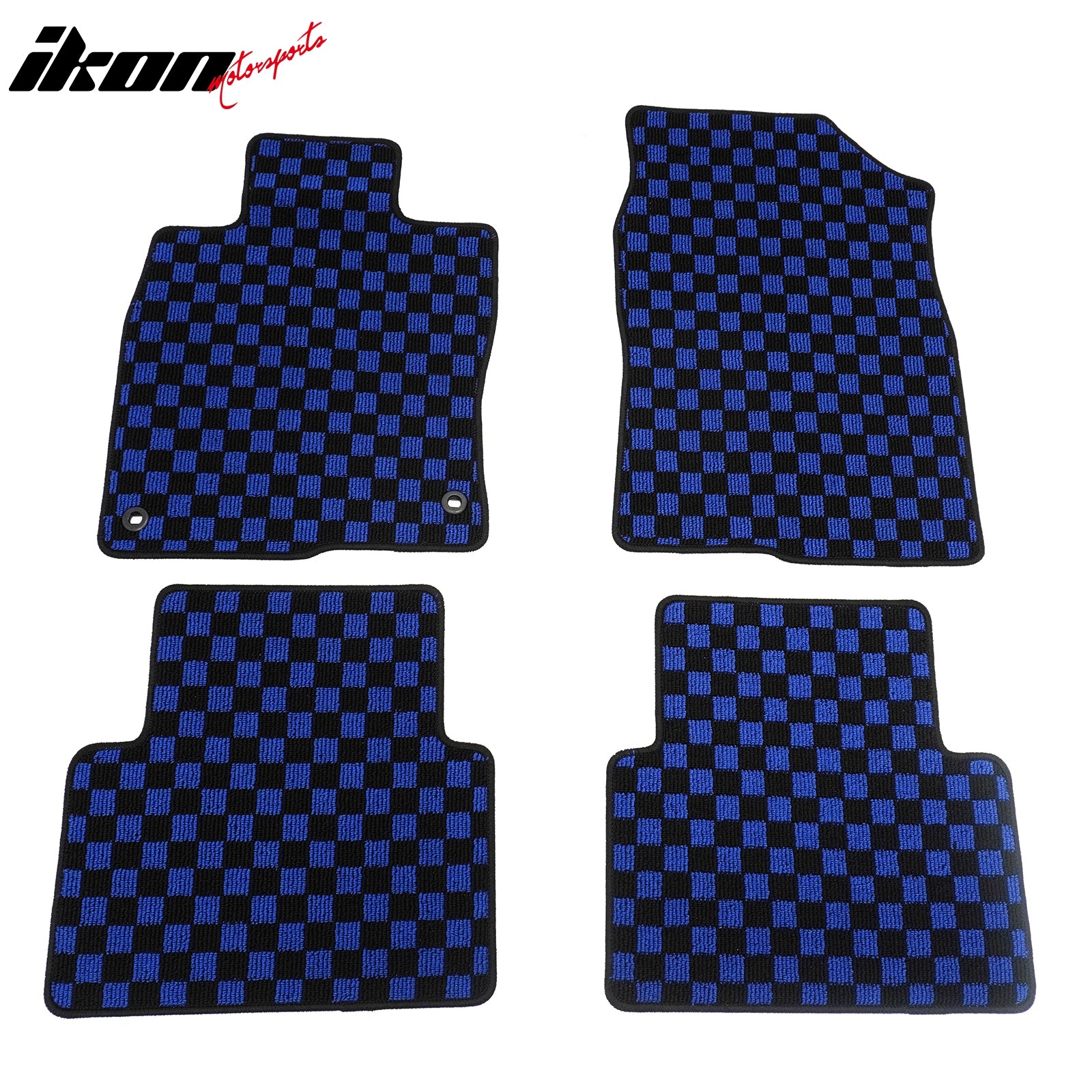 Fits 16-21 Honda Civic Anti-slip Floor Mats Checkered Carpets Black Blue Plaid