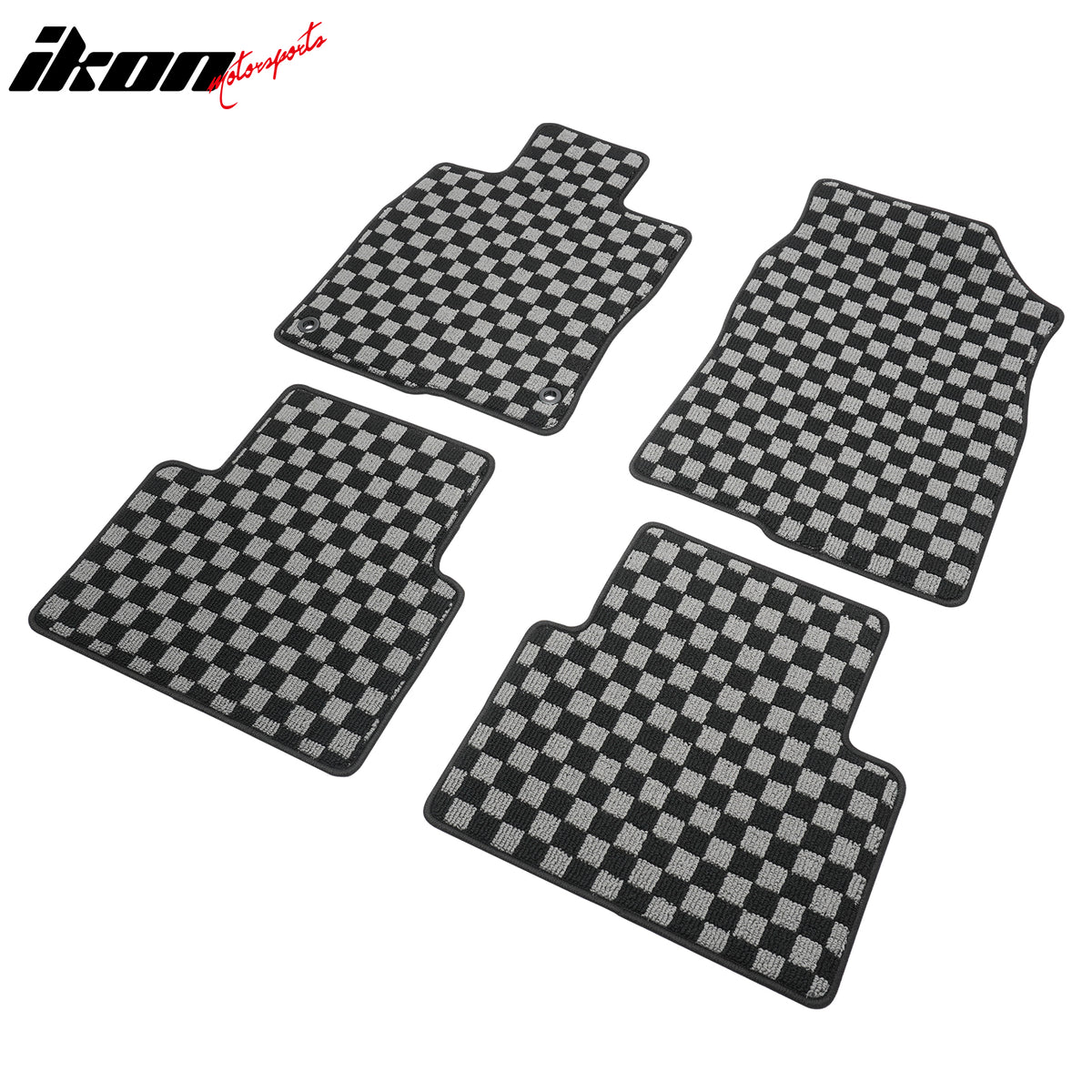 For 16-21 Honda Civic 4DR Floor Mats Non-Slip Carpets Checkered Black Gray Plaid