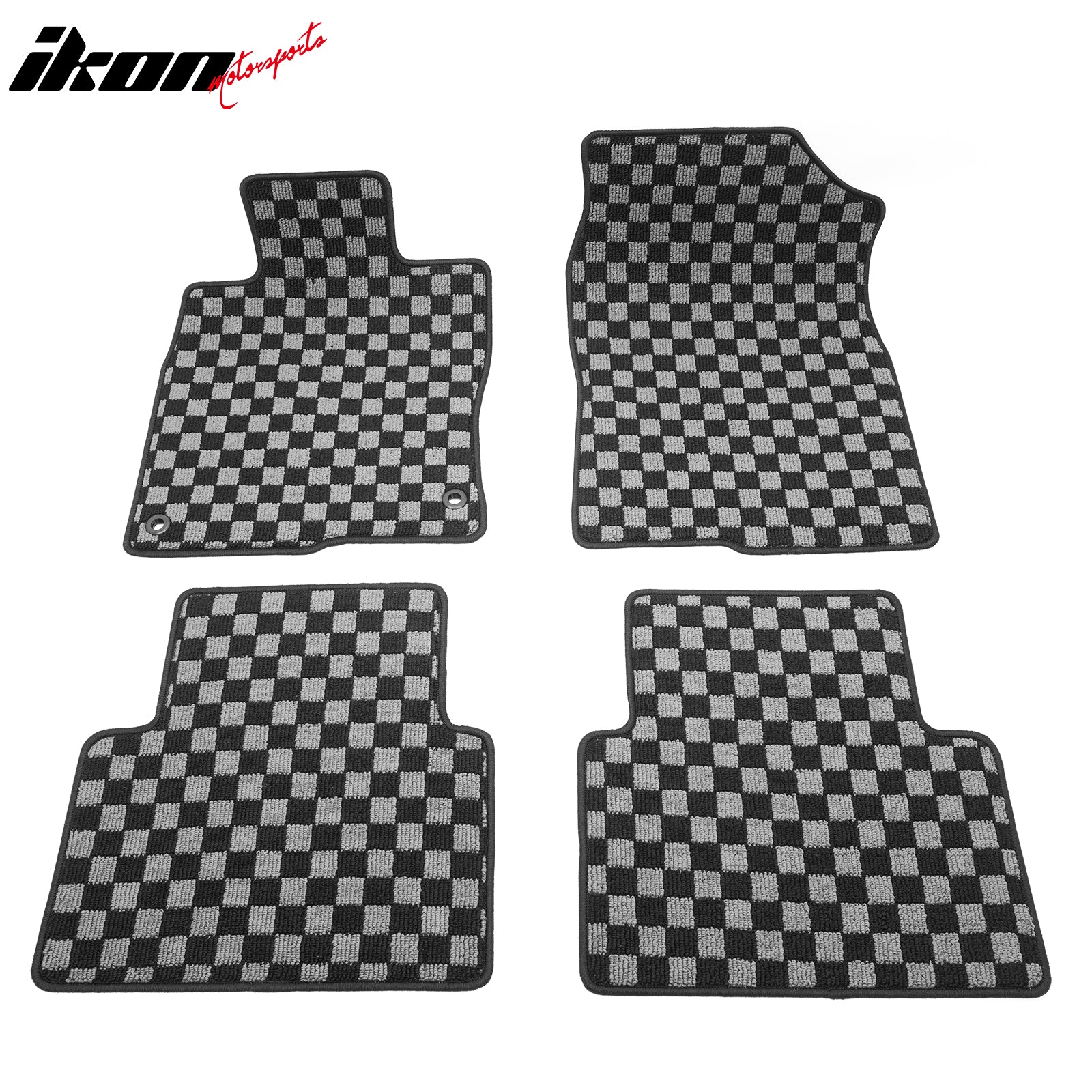 For 16-21 Honda Civic 4DR Floor Mats Non-Slip Carpets Checkered Black Gray Plaid