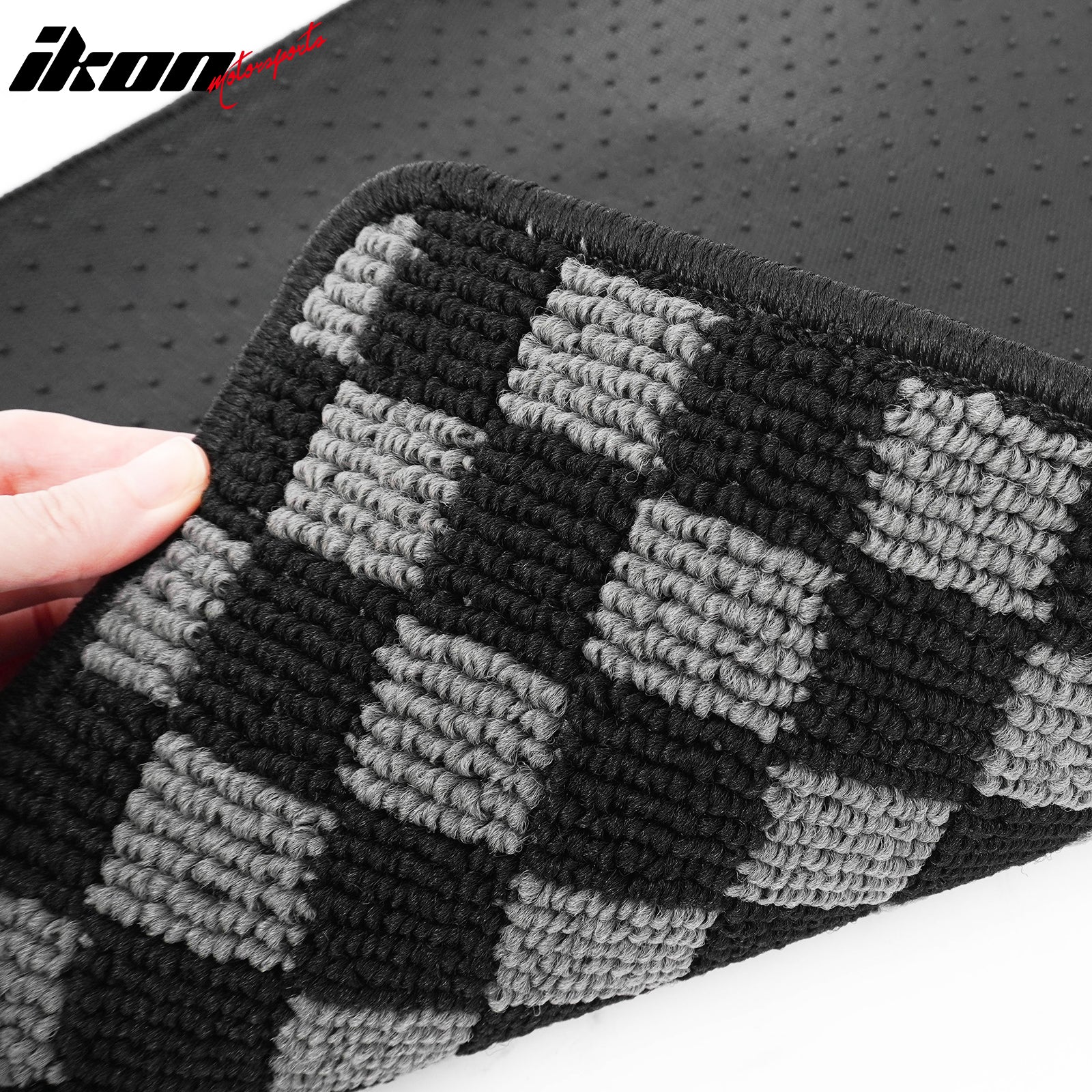 For 16-21 Honda Civic 4DR Floor Mats Non-Slip Carpets Checkered Black Gray Plaid