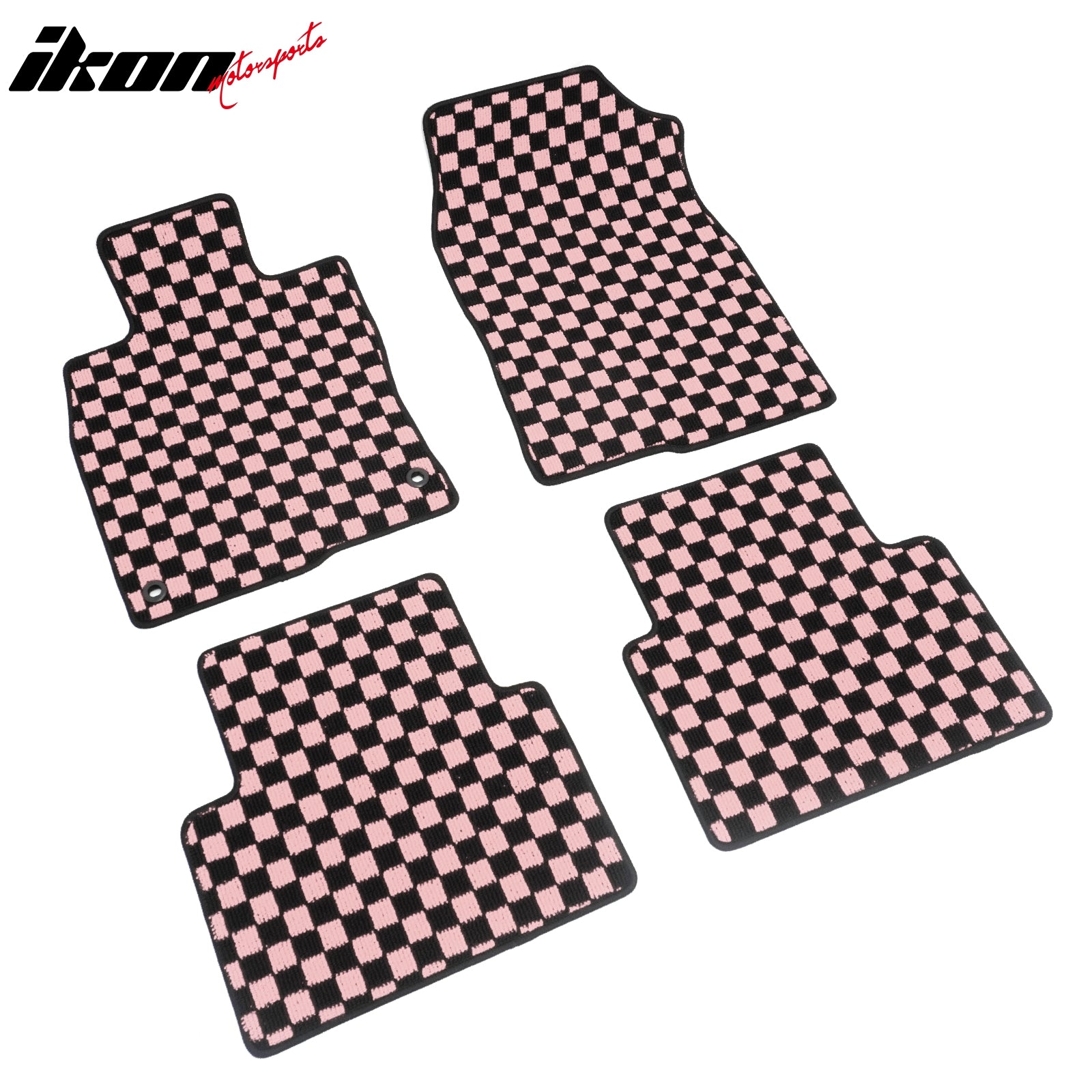 Fits 16-21 Honda Civic Anti-slip Floor Mats Checkered Carpets Black Pink Plaid