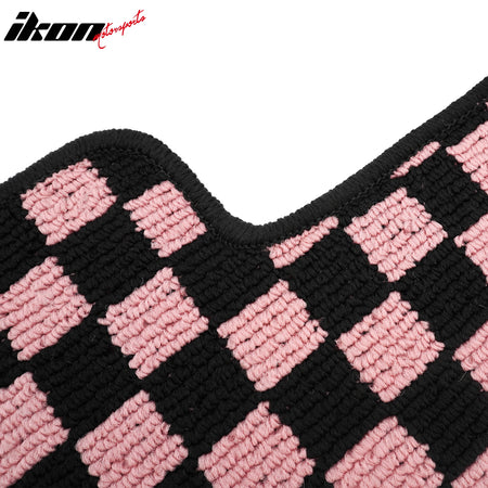 Fits 16-21 Honda Civic Anti-slip Floor Mats Checkered Carpets Black Pink Plaid