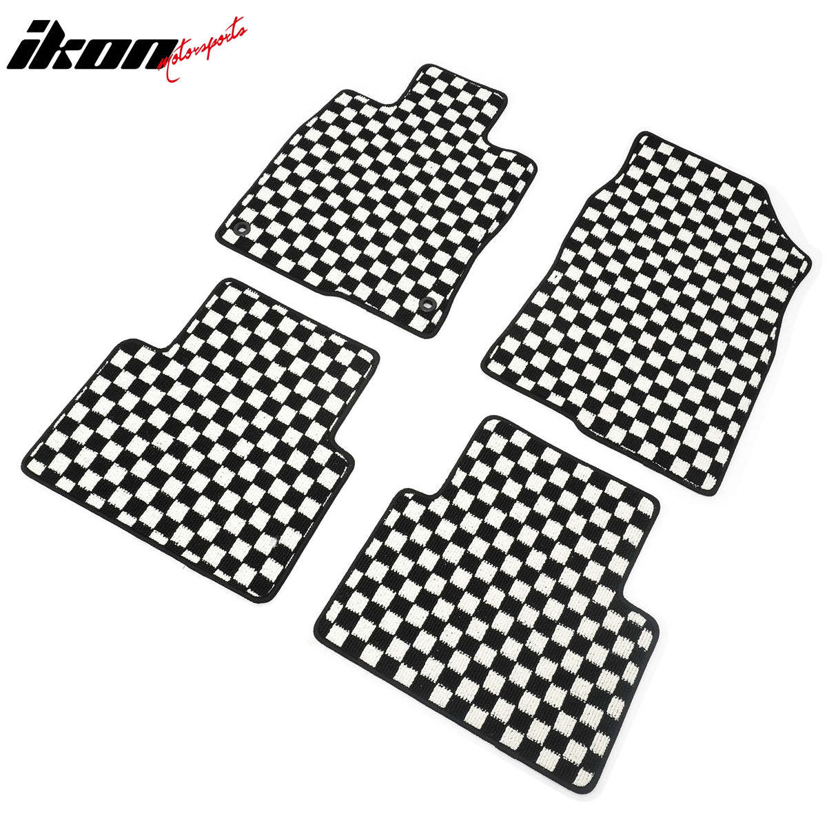 Fits 16-21 Honda Civic Anti-slip Floor Mats Checkered Carpets Black White Plaid