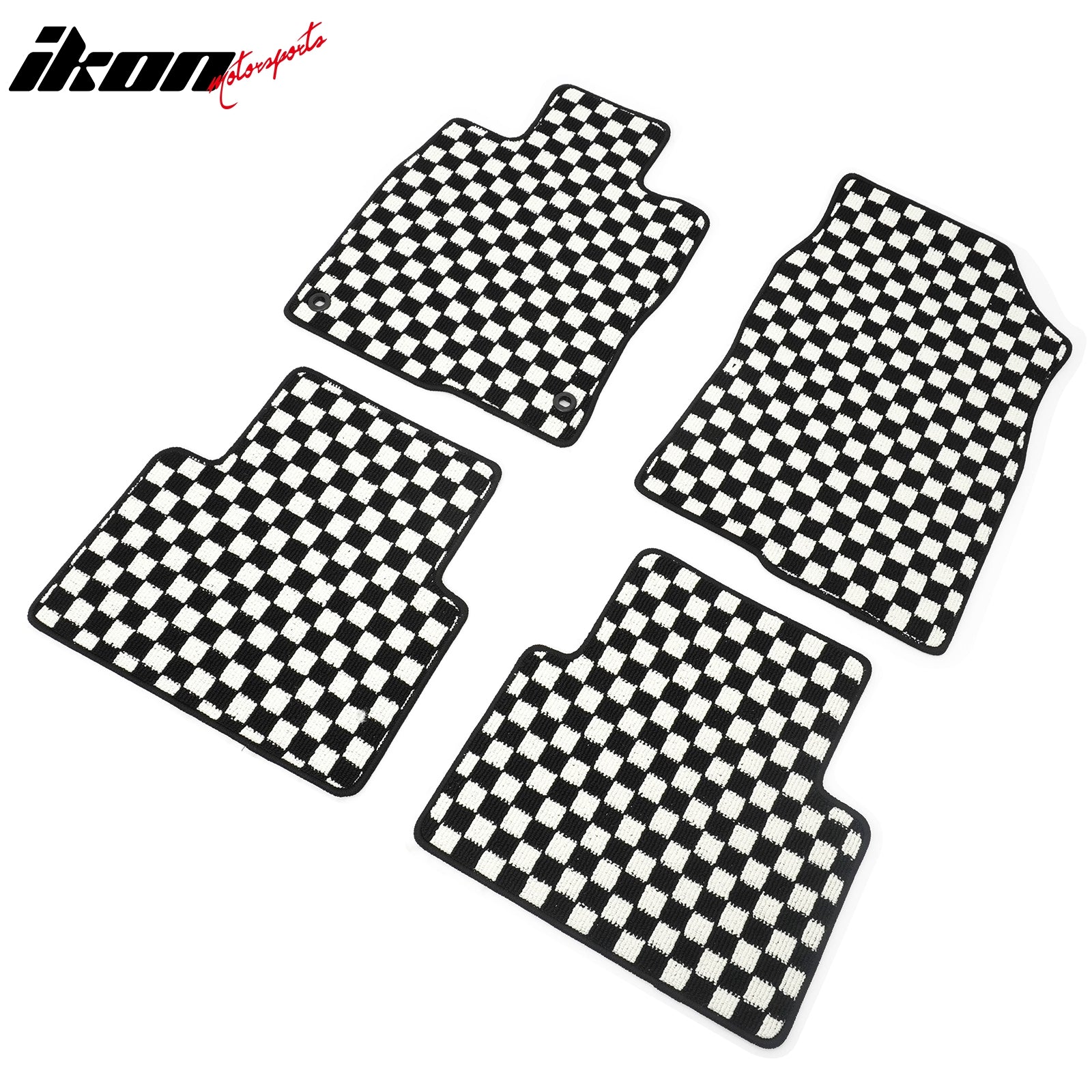 Fits 16-21 Honda Civic Anti-slip Floor Mats Checkered Carpets Black White Plaid