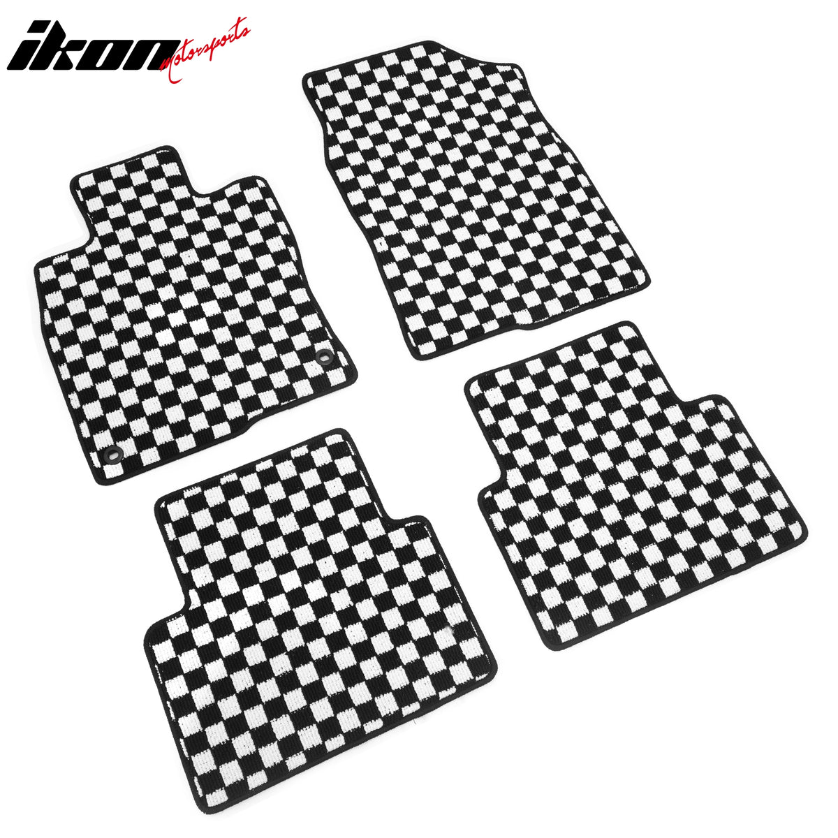 Fits 16-21 Honda Civic Anti-slip Floor Mats Checkered Carpets Black White Plaid