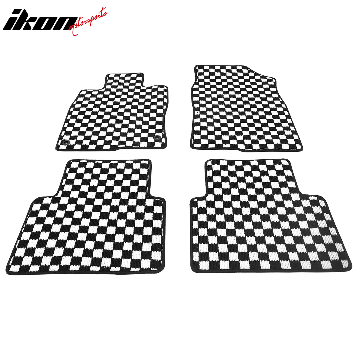 Fits 16-21 Honda Civic Anti-slip Floor Mats Checkered Carpets Black White Plaid