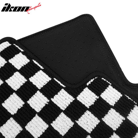 Fits 16-21 Honda Civic Anti-slip Floor Mats Checkered Carpets Black White Plaid