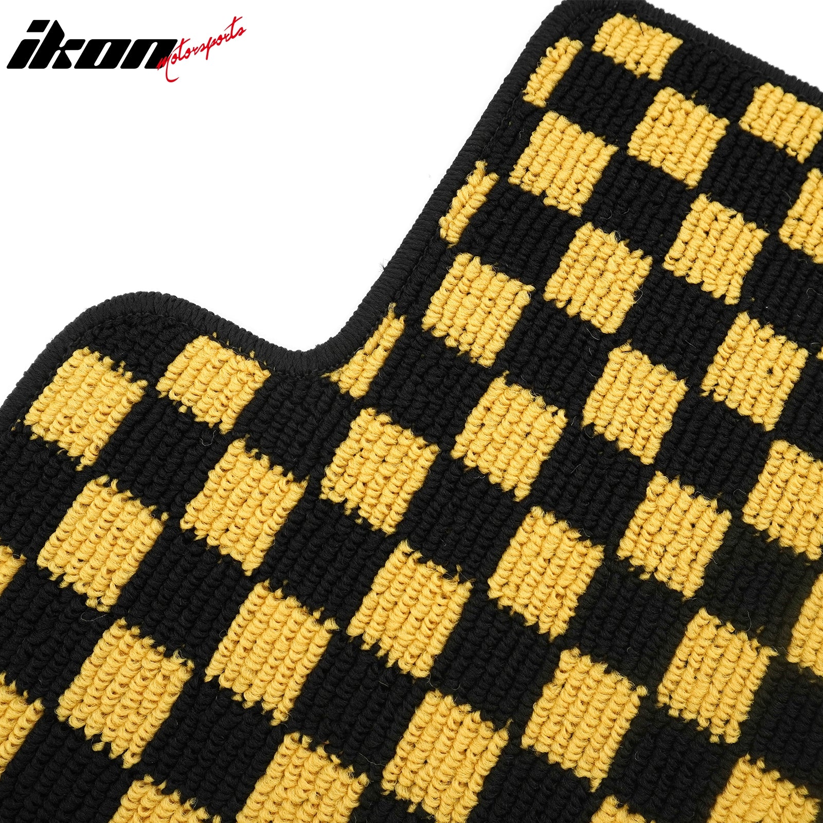 Fits 16-21 Honda Civic Anti-slip Floor Mats Checkered Carpets Black Yellow Plaid