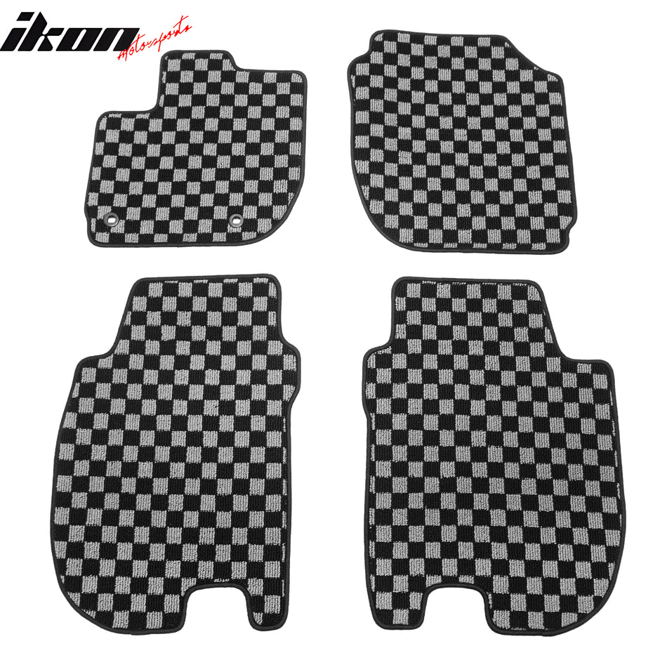 2015-2020 Honda Fit Floor Mats Carpet Black Gray Plaid Polypropylene