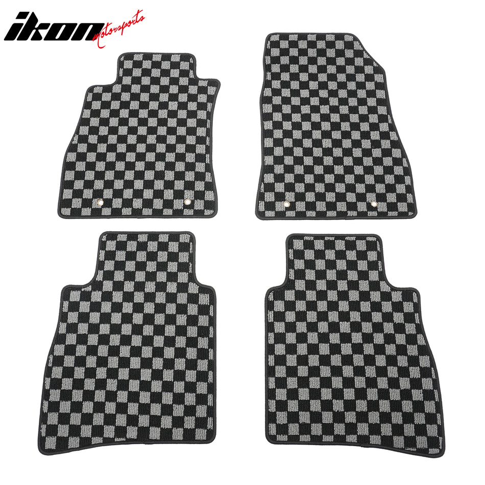 2013-2019 Nissan Sentra Floor Mats Black Gray Plaid Polypropylene